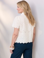 Cotton Traders White Broderie Blouse - Image 3 of 4