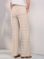 Cotton Traders Cream Pull On Printed Wide Leg Trousers - Image 3 of 4