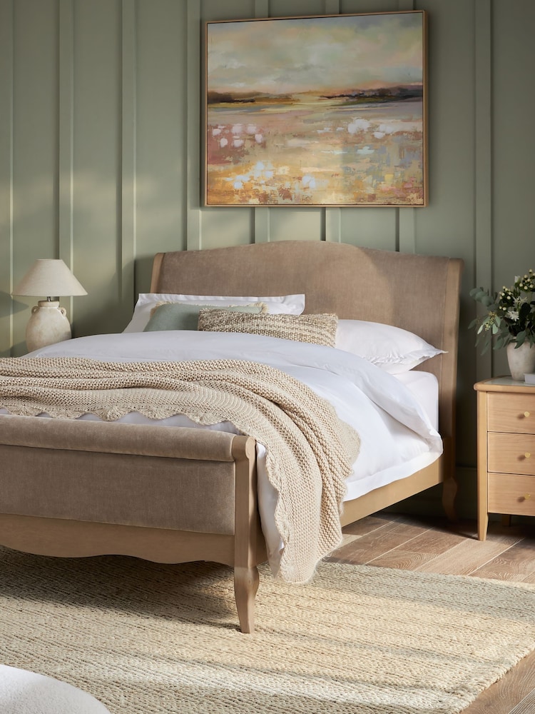 Relaxed Chenille Light Natural With Footend Josie Bed Frame - Image 1 of 7