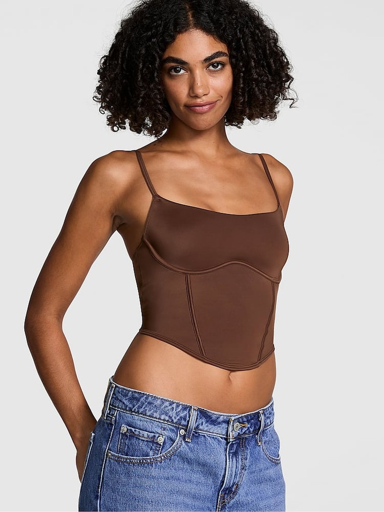 Victoria's Secret PINK Ganache Nude Soft Stretch Corset Top - Image 1 of 3