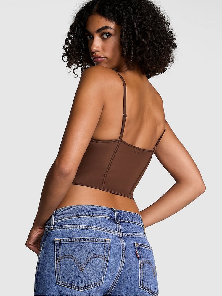 Victoria's Secret PINK Ganache Nude Soft Stretch Corset Top - Image 2 of 3