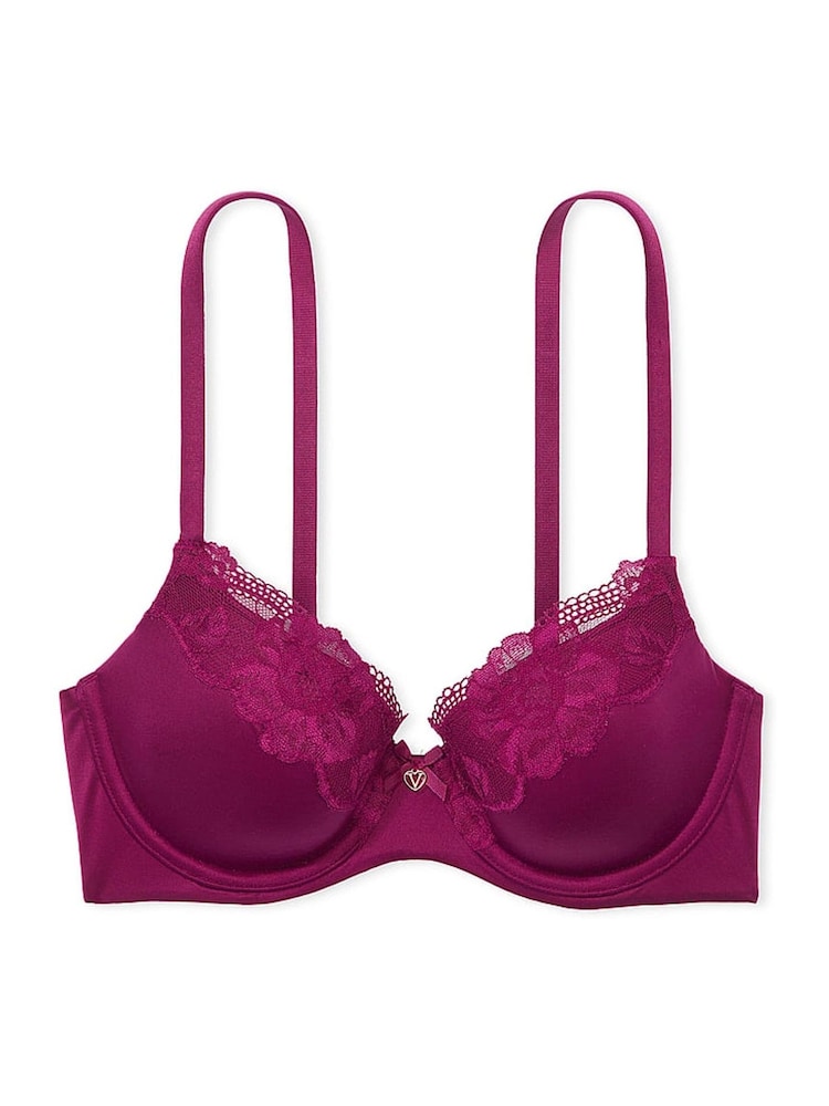 Victoria's Secret Plum Rouge Purple Lace Trim Demi Bra - Image 3 of 3