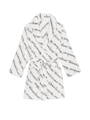 Victoria's Secret Coconut White Ribbon Script Cosy Short Dressing Gown - Image 3 of 3