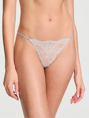 Victoria's Secret Silver Pearl Grey G String Twinkle Strap Knickers - Image 1 of 3