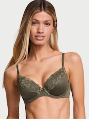 Victoria's Secret Olive Green Lace Trim Demi Bra - Image 1 of 3