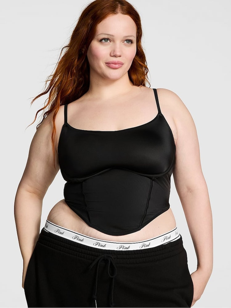 Victoria's Secret PINK Black Soft Stretch Corset Top - Image 1 of 3