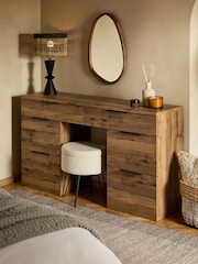 Dark Bronx Oak Effect 6 Drawer Wide Dressing Table - Image 1 of 11