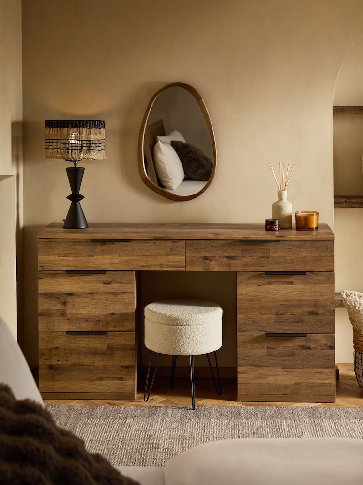 Dark Bronx Oak Effect 6 Drawer Wide Dressing Table - Image 2 of 11