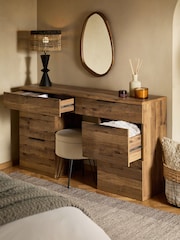 Dark Bronx Oak Effect 6 Drawer Wide Dressing Table - Image 3 of 11