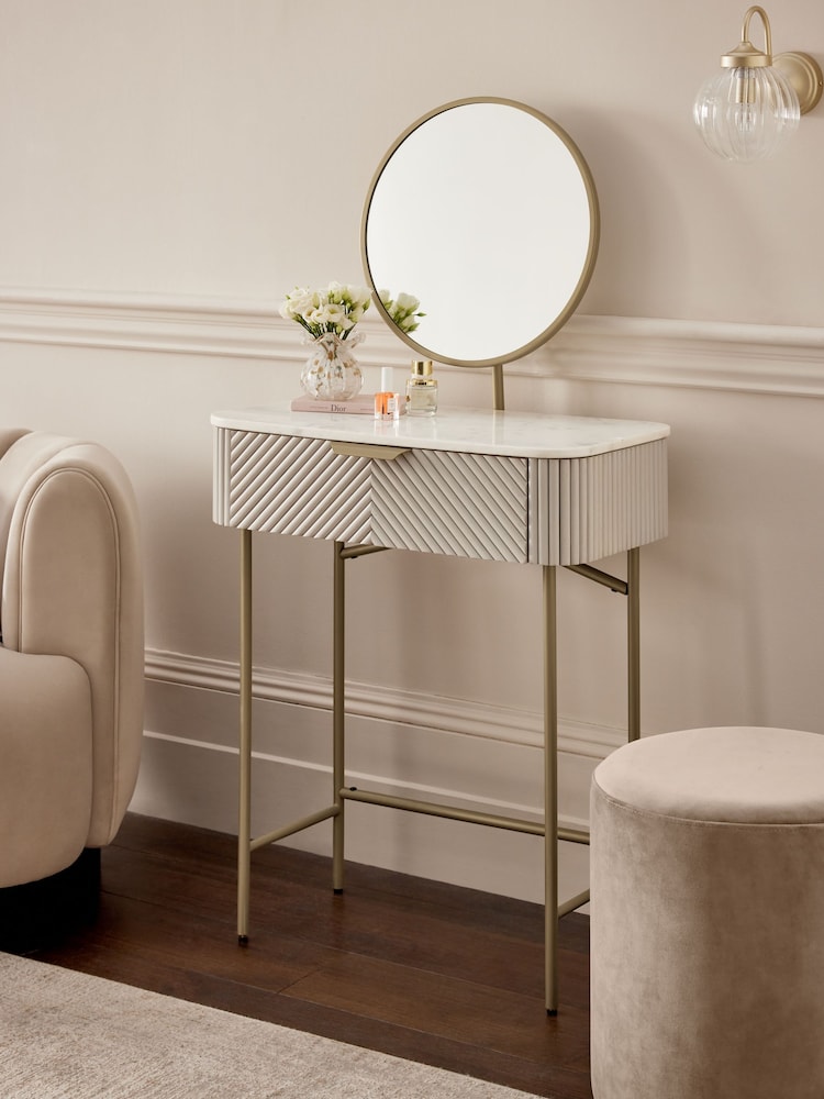 Light Grey Valencia 1 Drawer Solid Mango Wood Dressing Table - Image 1 of 9