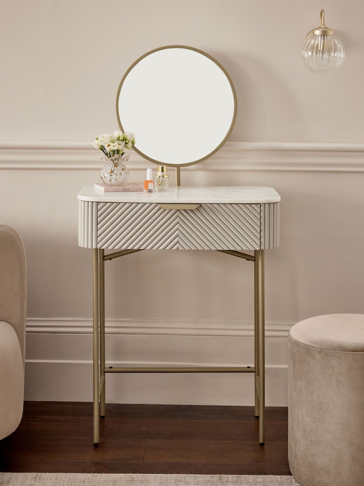 Light Grey Valencia 1 Drawer Solid Mango Wood Dressing Table - Image 2 of 9