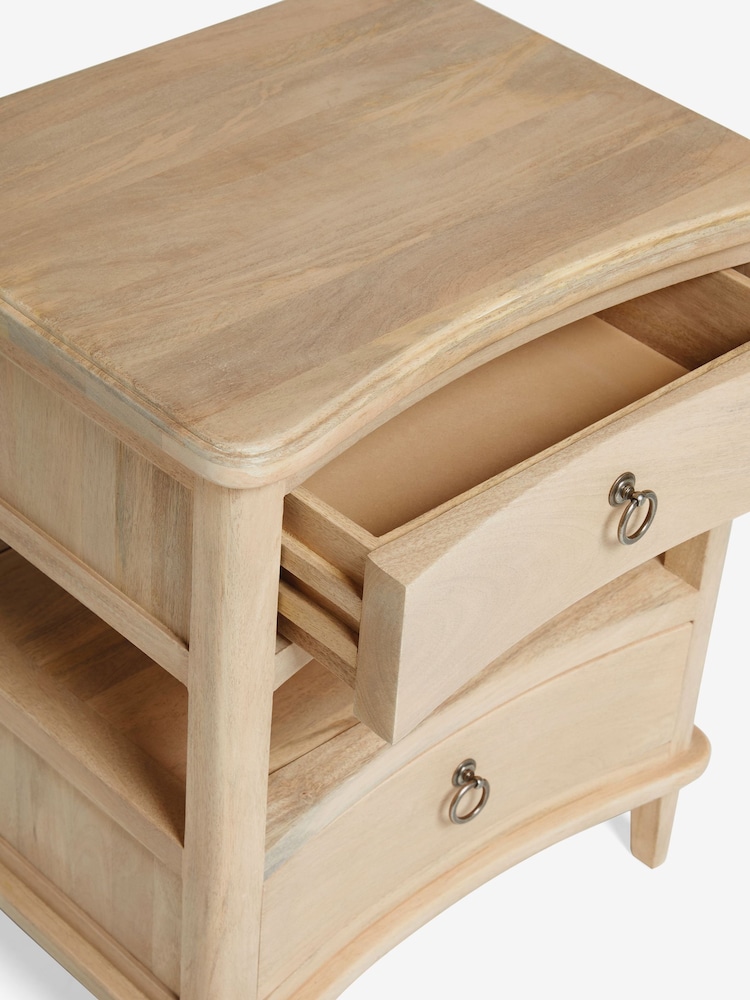 Light Natural Sadie Solid Mango Wood 2 Drawer Bedside Table - Image 9 of 9