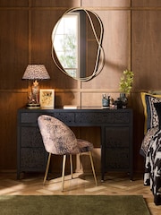 Black Cora Leopard Print Glass Console Dressing Table - Image 1 of 8