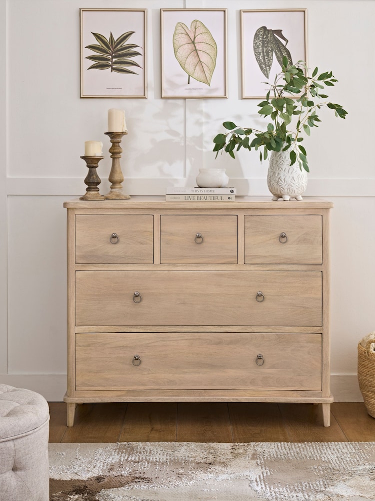 Light Natural Sadie Solid Mango Wood 5 Drawer Chest of Drawers - Image 1 of 8