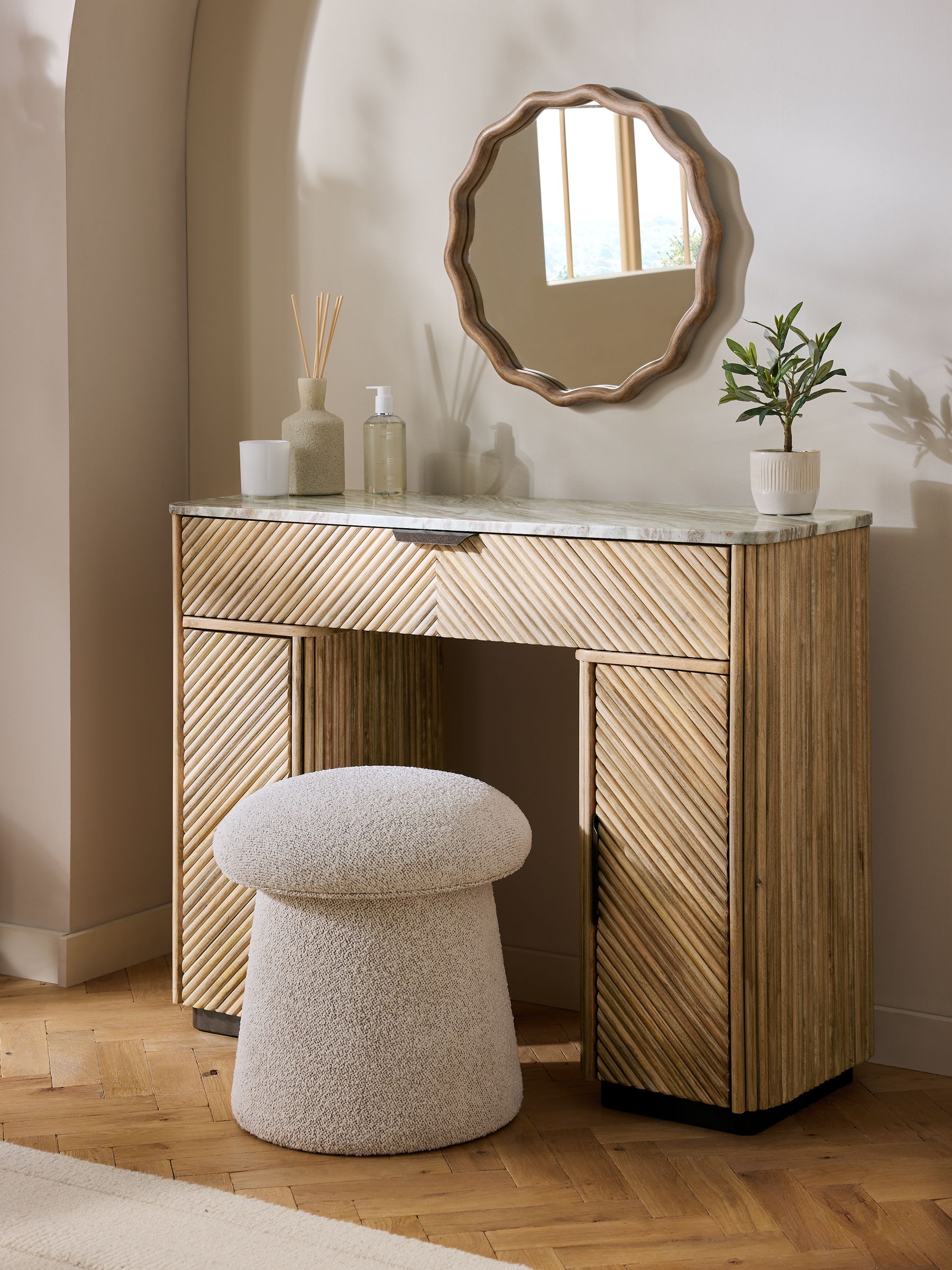 Natural Valencia 1 Drawer 2 Doors Solid Mango Wood Dressing Table