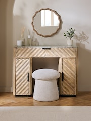 Natural Valencia 1 Drawer 2 Doors Solid Mango Wood Dressing Table - Image 2 of 10