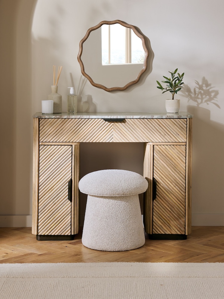 Natural Valencia 1 Drawer 2 Doors Solid Mango Wood Dressing Table - Image 2 of 10