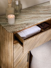 Natural Valencia 1 Drawer 2 Doors Solid Mango Wood Dressing Table - Image 3 of 10