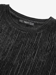 Black Plisse Velvet T-Shirt - Image 6 of 7