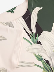 Green Lily Print Kew Collection Short Sleeve Top - Image 8 of 8