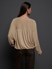 Stone Long Sleeve V-Neck Bubblehem Blouse - Image 2 of 7
