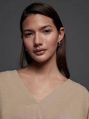 Stone Long Sleeve V-Neck Bubblehem Blouse - Image 3 of 7
