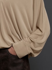 Stone Long Sleeve V-Neck Bubblehem Blouse - Image 4 of 7