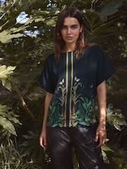 Navy Border Print Kew Collection Short Sleeve Top - Image 1 of 7