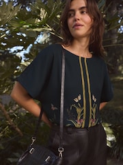 Navy Border Print Kew Collection Short Sleeve Top - Image 3 of 7