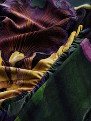 Green/Purple Floral Print Kew Collection Velvet Long Sleeve Top - Image 6 of 7