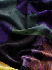 Green/Purple Floral Print Kew Collection Velvet Long Sleeve Top - Image 7 of 7