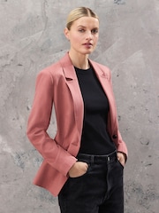 Pink Tailored Single Breasted Blazer With Wool - Image 1 of 9