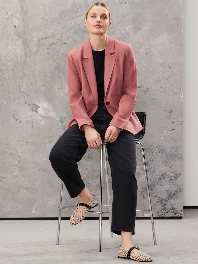 Roze - Op maat gemaakte blazer met enkele rij knopen van wol - Image 3 of 9