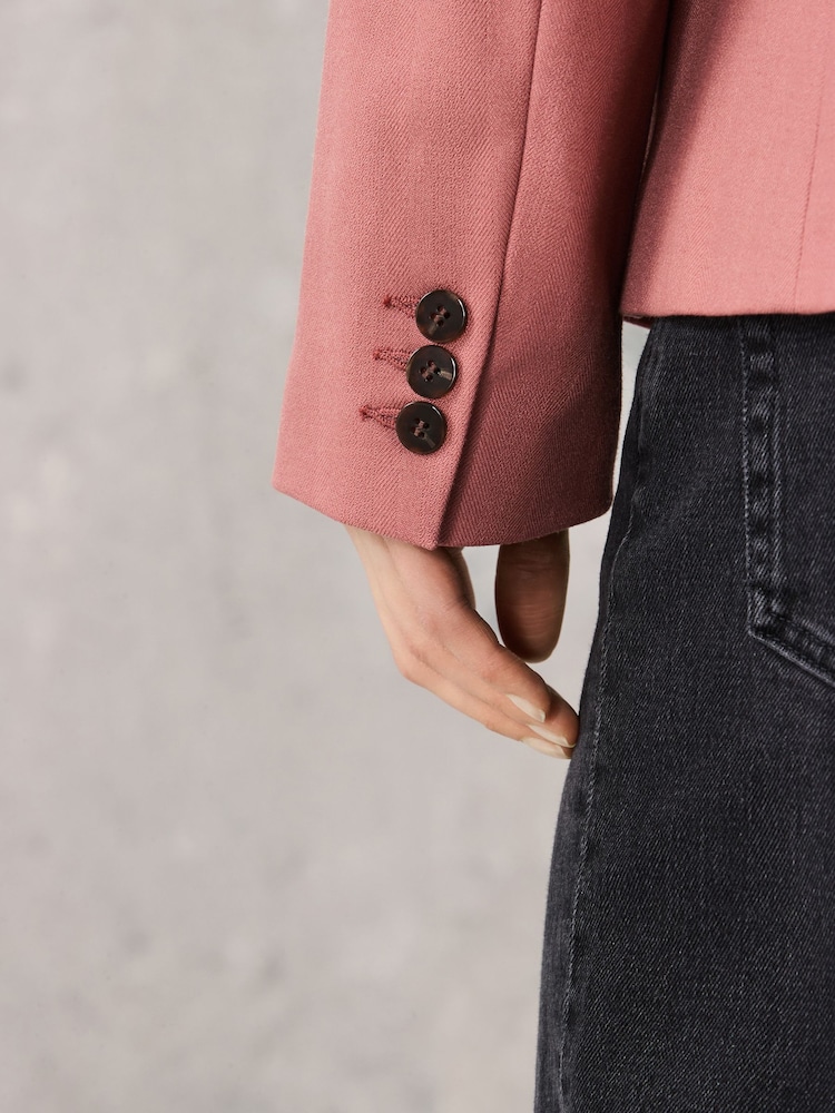 Roze - Op maat gemaakte blazer met enkele rij knopen van wol - Image 6 of 9
