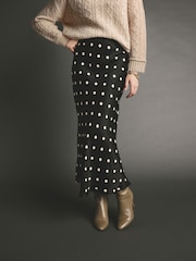 Polka Dot Printed Satin Midi Skirt - Image 2 of 5