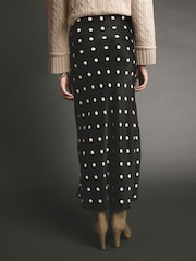 Polka Dot Printed Satin Midi Skirt - Image 3 of 5