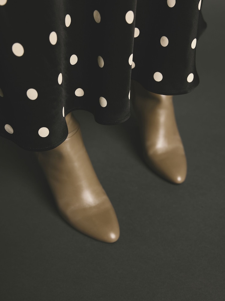Polka Dot Printed Satin Midi Skirt - Image 5 of 5