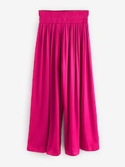 Pink Glossy Satin Wide Trousers - Image 5 of 7