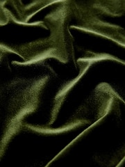 Olive Green Rochelle Velvet Lace Trim Cami Midi Dress - Image 8 of 8