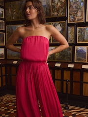 Pink Glossy Satin Bandeau Top - Image 4 of 4