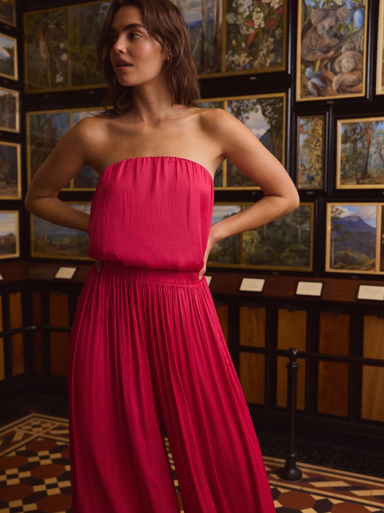 Pink Glossy Satin Bandeau Top - Image 4 of 4