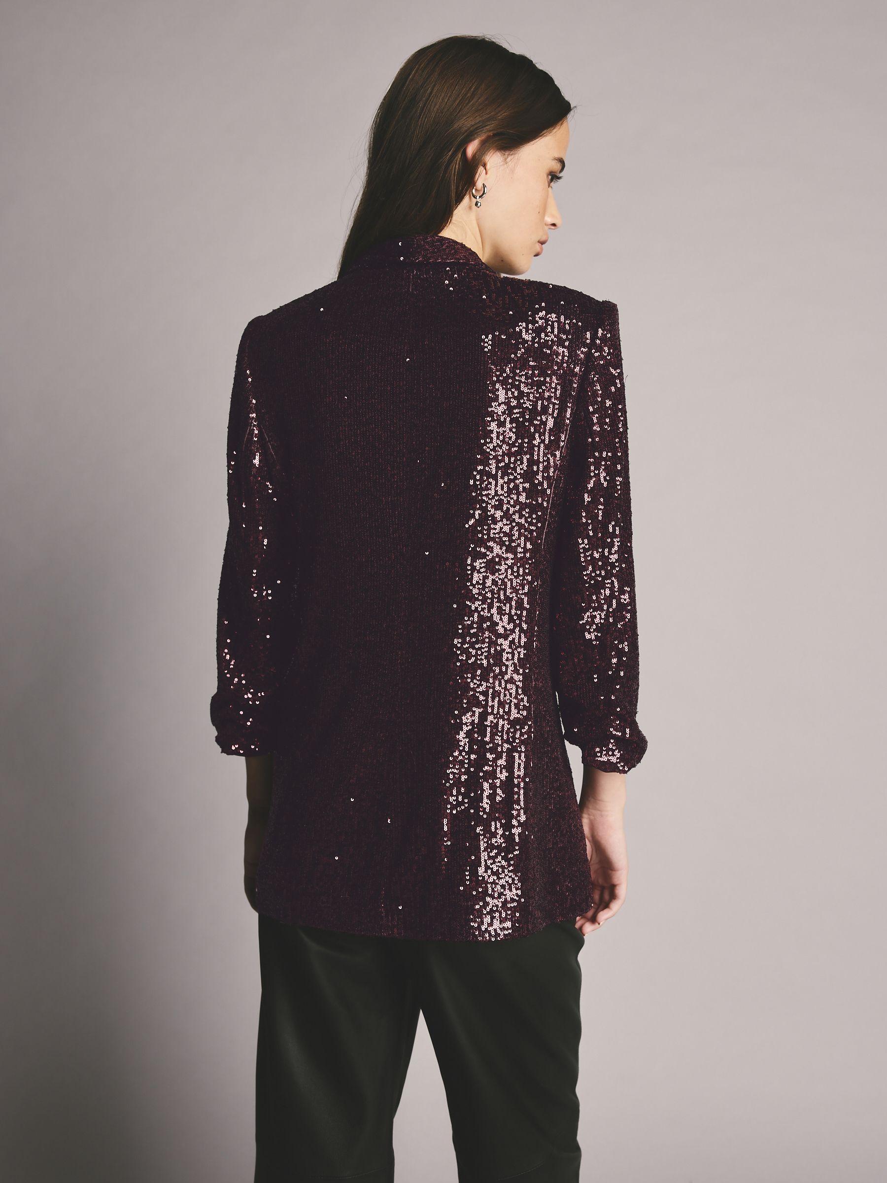 Buy Burgundy Red Sequin Ruched Sleeve Blazer from Next USA