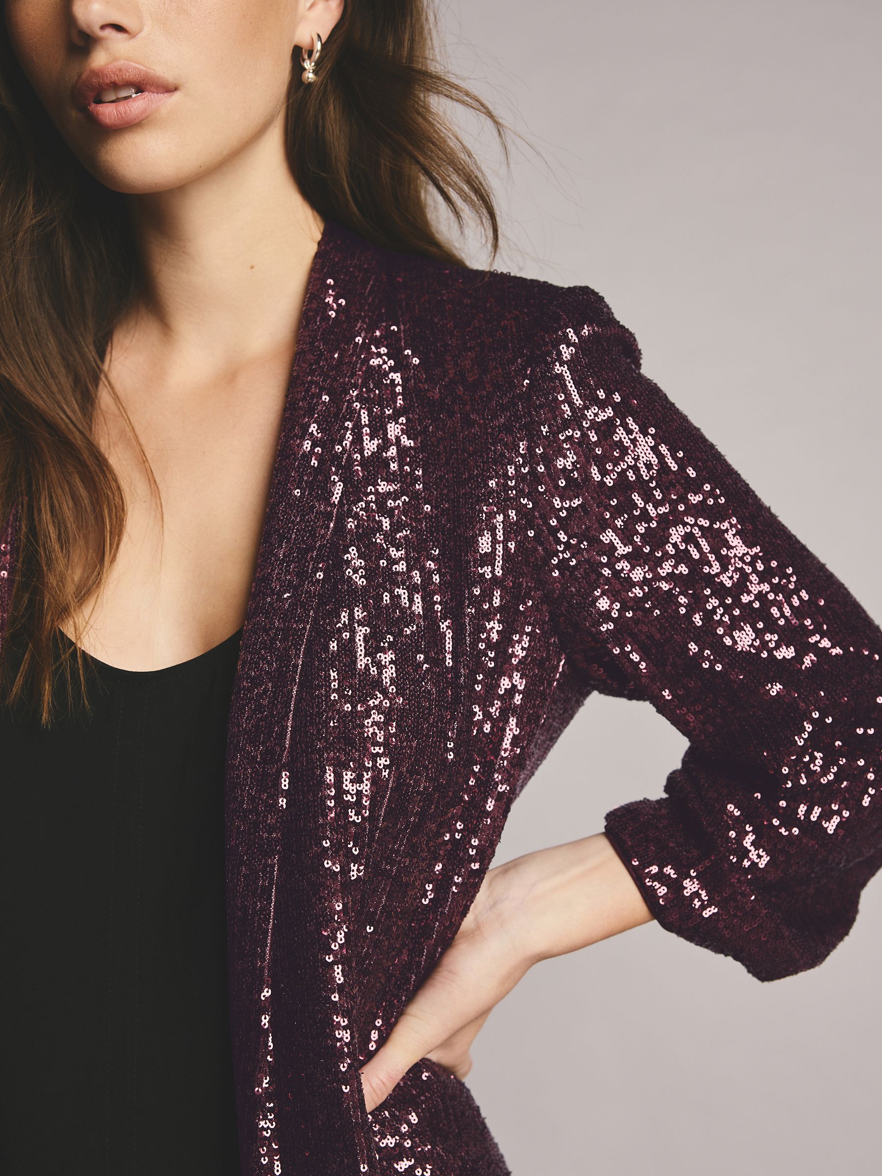 Sequin sleeve blazer discount