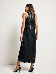 Black Sequin Racer Midi Dress - Image 3 of 8