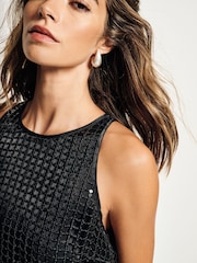 Black Sequin Racer Midi Dress - Image 5 of 8