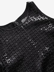 Black Sequin Racer Midi Dress - Image 7 of 8