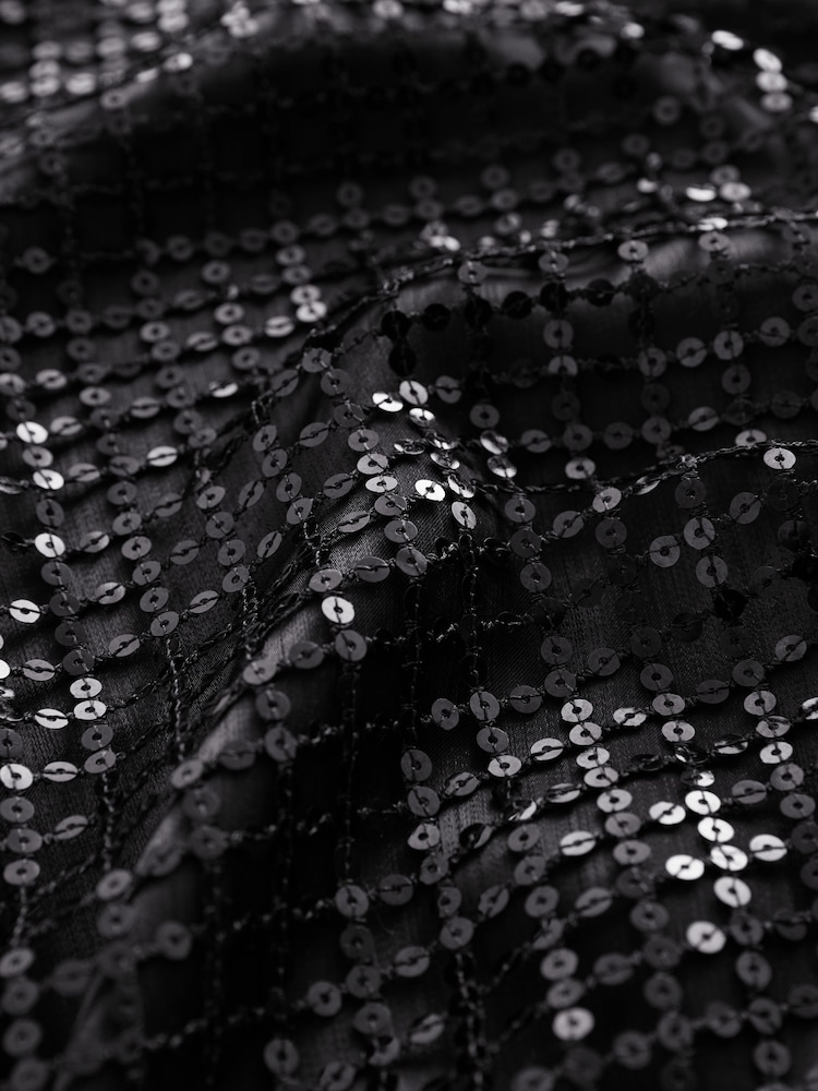 Black Sequin Racer Midi Dress - Image 8 of 8