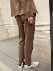 Khaki Green Tailored Straight Trousers With Wool - Image 3 of 4