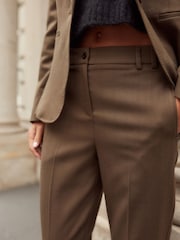 Khaki Green Tailored Straight Trousers With Wool - Image 4 of 4