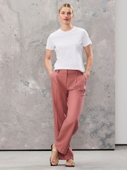 Pink Tailored Straight Trousers With Wool - Image 1 of 7